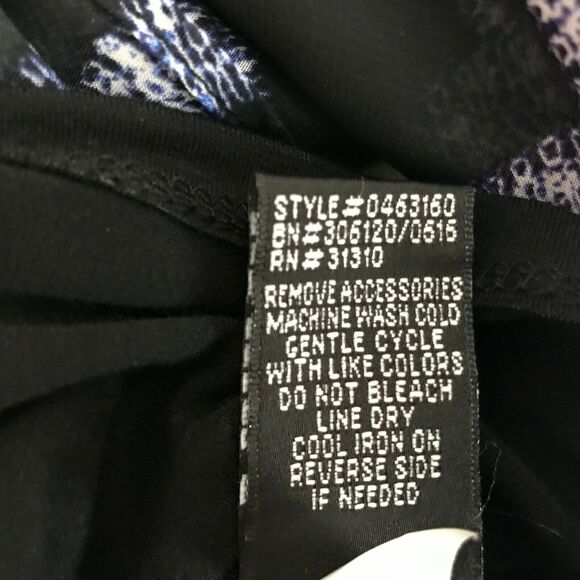 AB Studio Womens M Blouse Black Blue Chevron Stripe 3/4 Sleeve Polyester - Picture 8 of 8